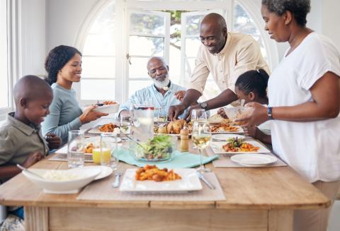 Family eating dinner together