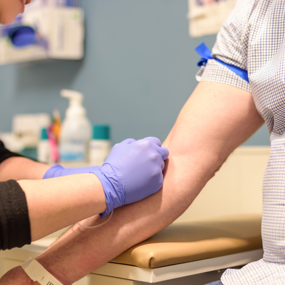 Woman having her blood drawn