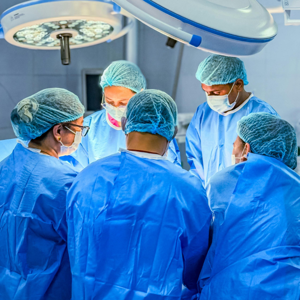 Surgical team operating