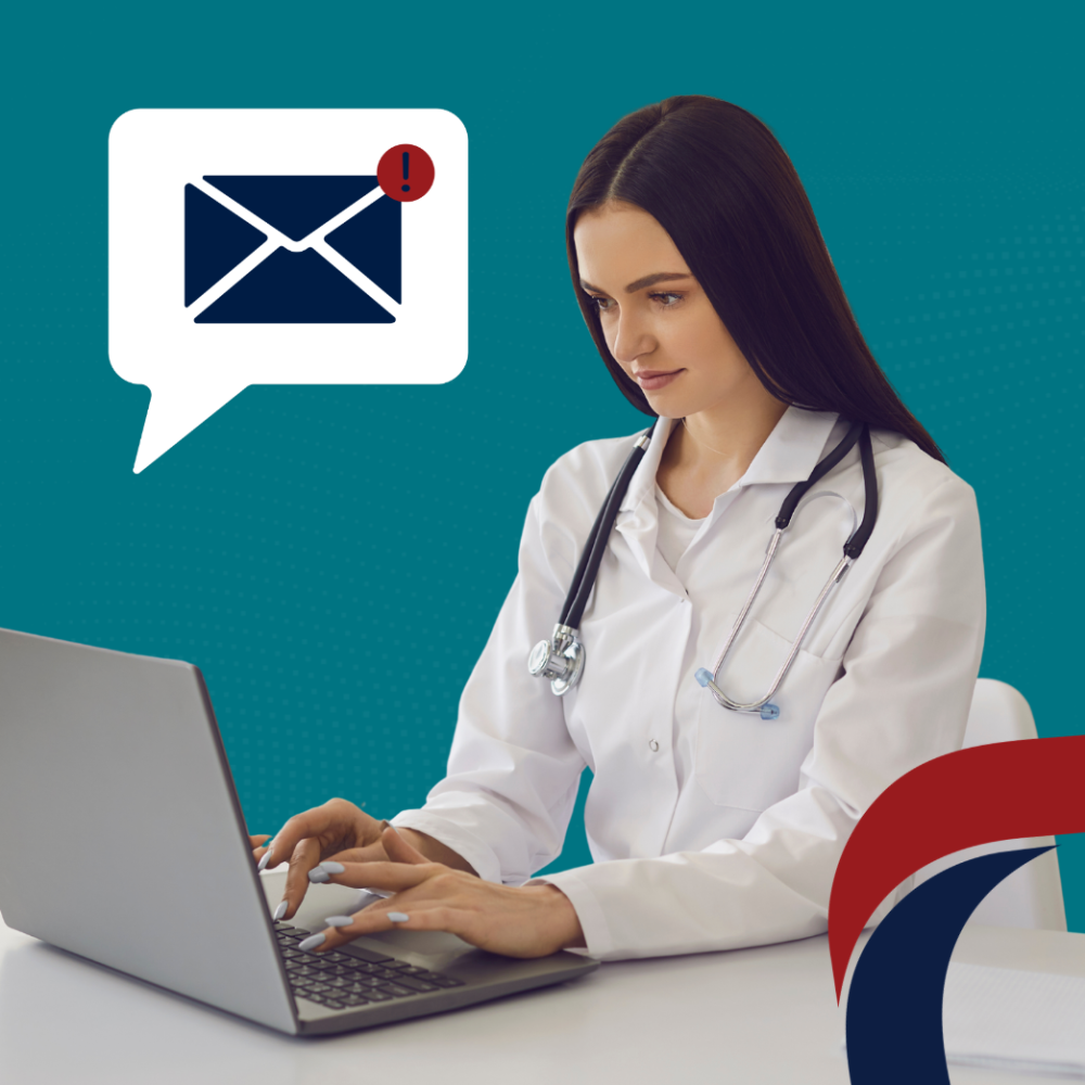woman looking at email