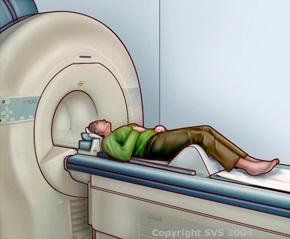 Patient undergoing a MRA